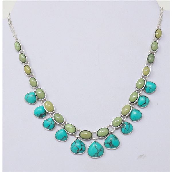 TURQUOISE AND SILVER TONE NECKLACE