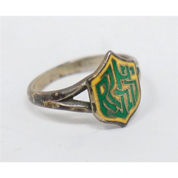VINTAGE SILVER ENAMELLED SCHOOL RING