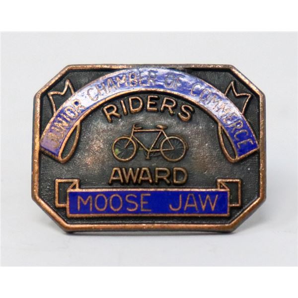1920S BICYCLE AWARD ENAMEL PIN MOOSE JAW SK