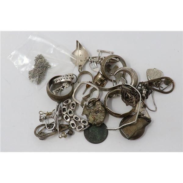 SILVER SCRAP LOT ASSORTED JEWELLERY BITS