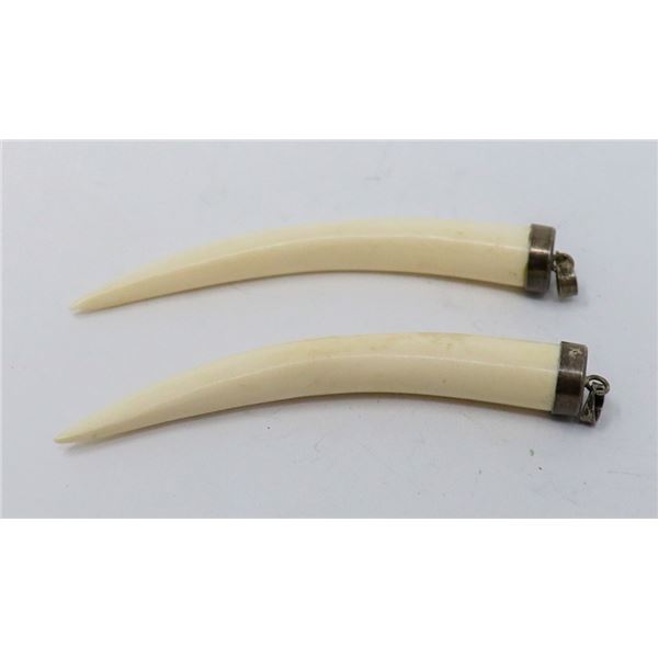 SILVER AND BONE PENDANTS PAIR