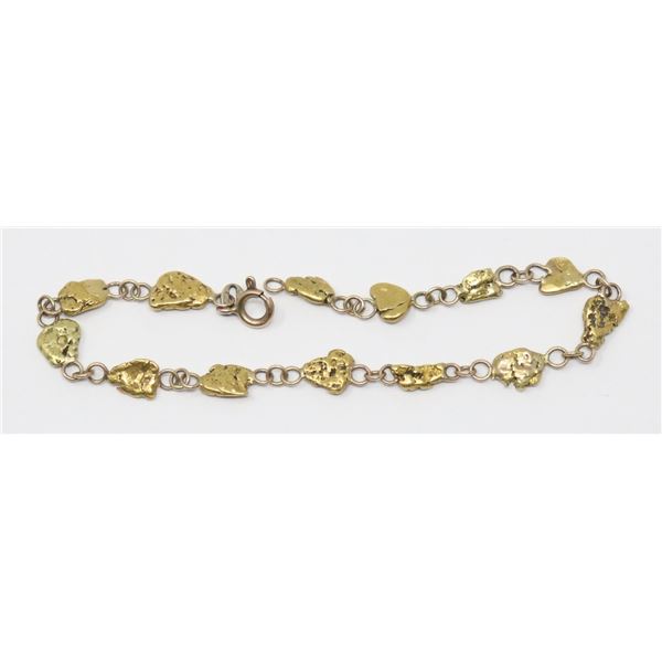 10K NATURAL GOLD NUGGET BRACELET