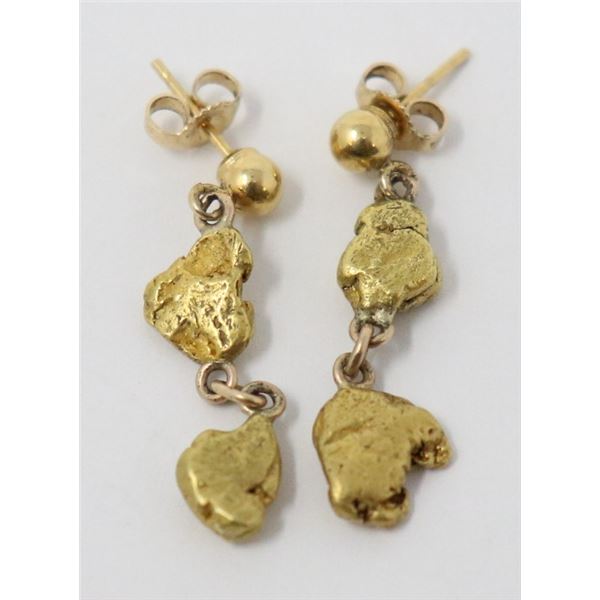 10K NATURAL GOLD NUGGET EARRINGS