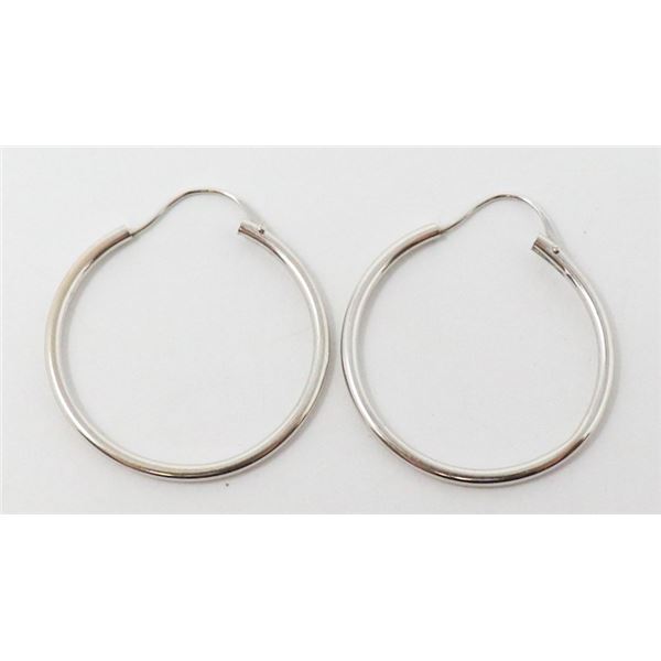 14K WHITE GOLD HOOP EARRINGS