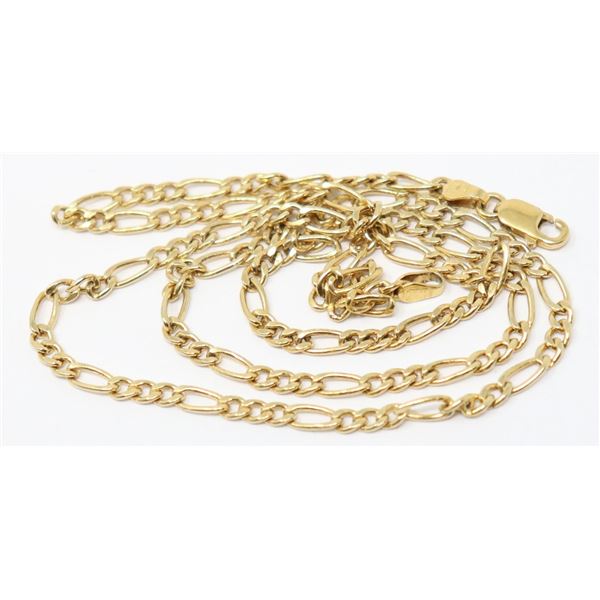 10K FIGARO CHAIN NECKLACE WITH LOBSTER CLAW CLASP
