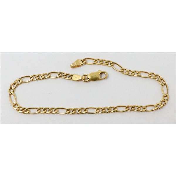10K GOLD FIGARO CHAIN BRACELET WITH LOBSTER CLAW C