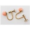 Image 1 : 14K GOLD CLASP-STYLE EARRINGS WITH PINK BEADS