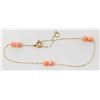 Image 1 : 14K GOLD FINE LINK NECKLACE WITH PINK BEADS