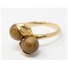 Image 1 : 14K GOLD RING WITH BROWN BEADS