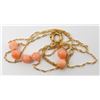 Image 1 : 14K GOLD FINE LINK NECKLACE WITH PINK BEADS