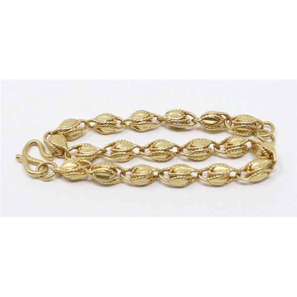 22K GOLD SEED LINK BRACELET WITH SERPENTINE CLASP
