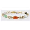 Image 1 : 14K GOLD MULTICOLORED JADE BRACELET