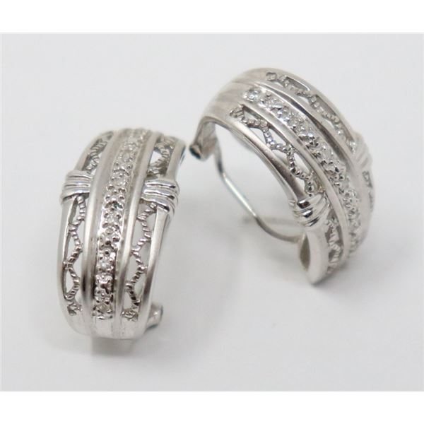 14K WHITE GOLD EARRINGS WITH CLEAR STONES