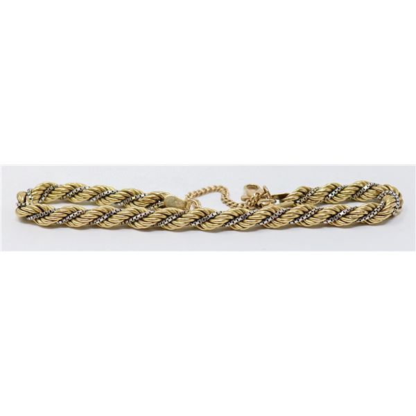 18K WHITE AND YELLOW GOLD ROPE CHAIN BRACELET
