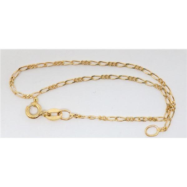 18K GOLD FINE FIGARO CHAIN BRACELET