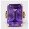 Image 1 : 9K ANTIQUE GOLD RING WITH LARGE PURPLE STONE