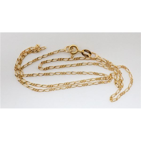 18K GOLD FINE FIGARO CHAIN NECKLACE