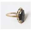 Image 1 : 10K GOLD RING WITH BLACK MARQUISE STONE