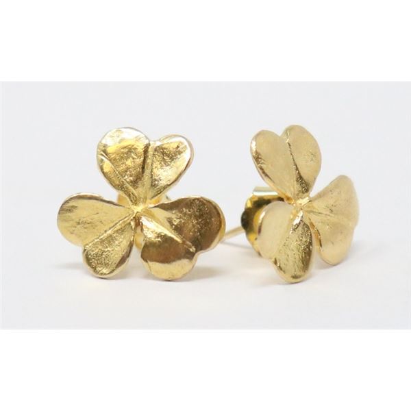 14K GOLD CLOVER CHARM EARRINGS