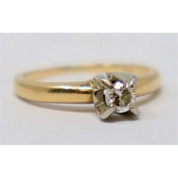 14K YELLOW AND WHITE GOLD DIAMOND SOLITAIRE RING