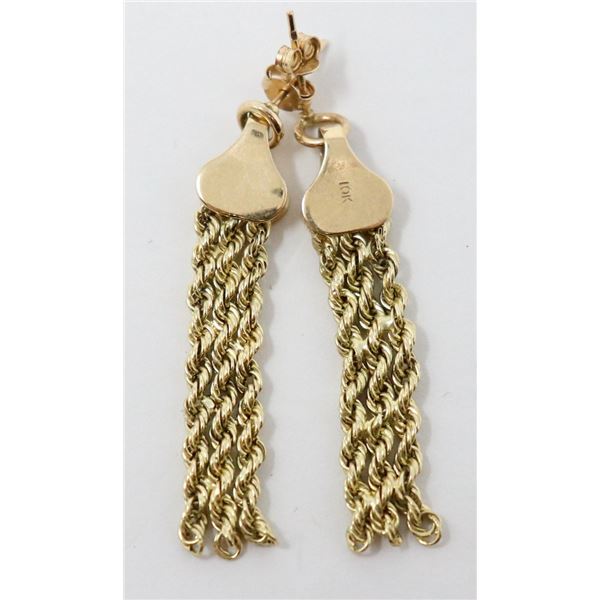 10K TRIPLE STRAND BRAIDED EARRINGS