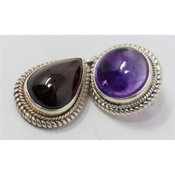 STERLING SILVER PENDANT WITH AMETHYST AND