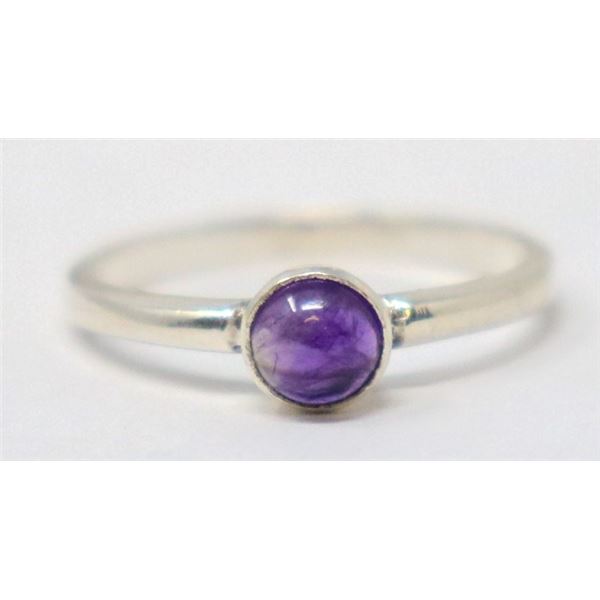 SILVER RING WITH PURPLE STONE