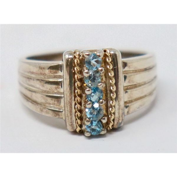 STERLING SILVER RING WITH BLUE STONES