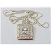 Image 1 : SILVER NECKLACE WITH PENDANT AND CLEAR STONES