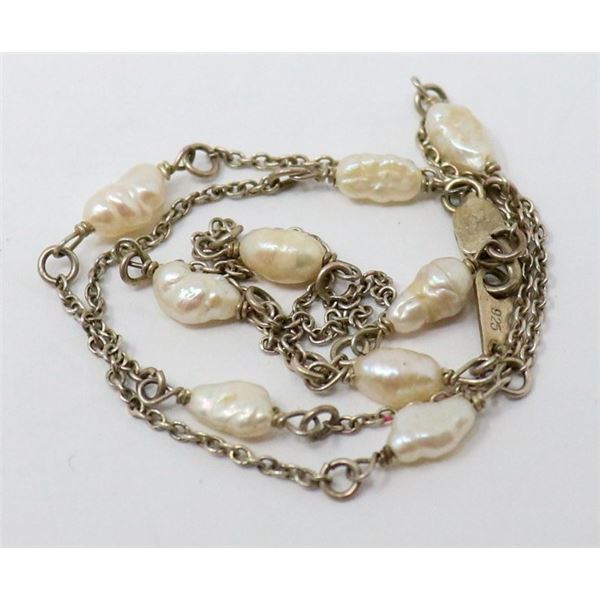 SILVER FRESH-WATER PEARL NECKLACE