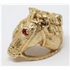 Image 1 : 10K GOLD RING WITH HORSE HEAD, RED STONE