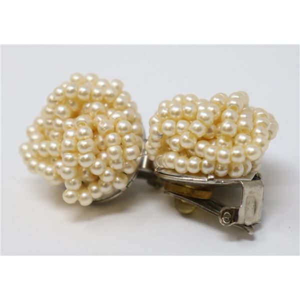FAUX PEARL CLASP-STYLE EARRINGS