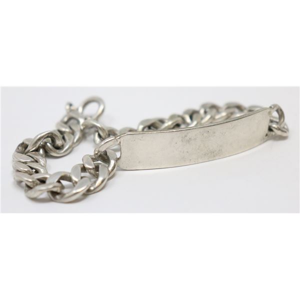 SILVER MENS ID BRACELET