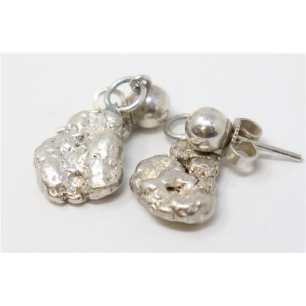 SILVER NUGGET EARRINGS