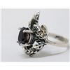 Image 2 : STERLING SILVER FANCY RING WITH DARK RED STONE