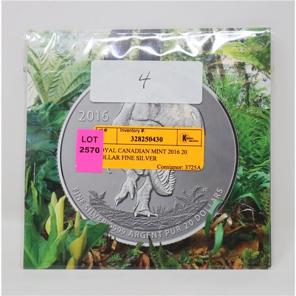 ROYAL CANADIAN MINT 2016 20 DOLLAR FINE SILVER