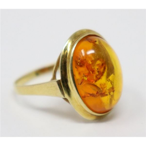 14K GOLD AMBER RING
