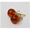 Image 1 : 14K GOLD AMBER STUD EARRINGS