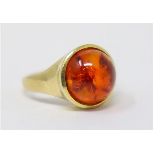 14K GOLD AMBER RING