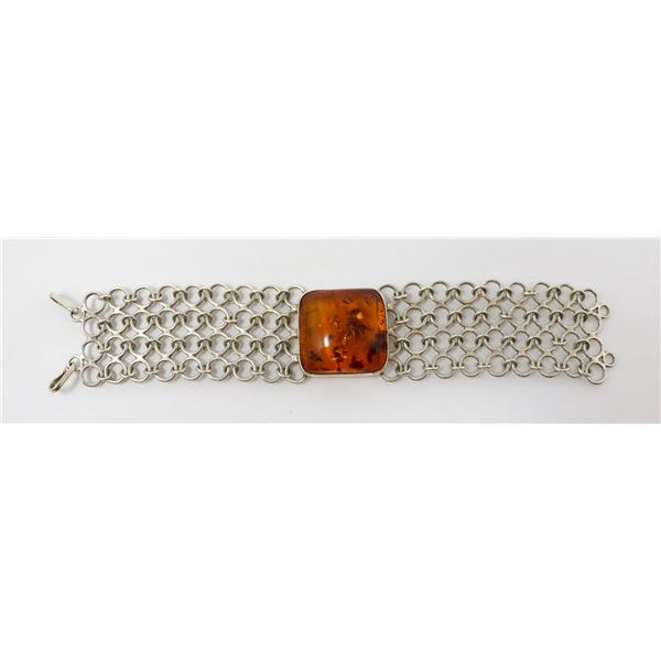 STERLING SILVER BALTIC AMBER BRACELET