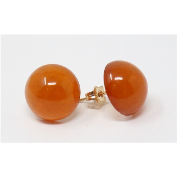 14K GOLD AMBER STUD EARRINGS