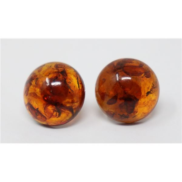 14K GOLD AMBER STUD EARRINGS