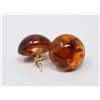 Image 2 : 14K GOLD AMBER STUD EARRINGS