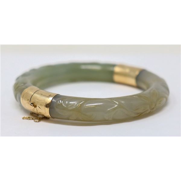 14K GOLD JADE BANGLE BRACELET