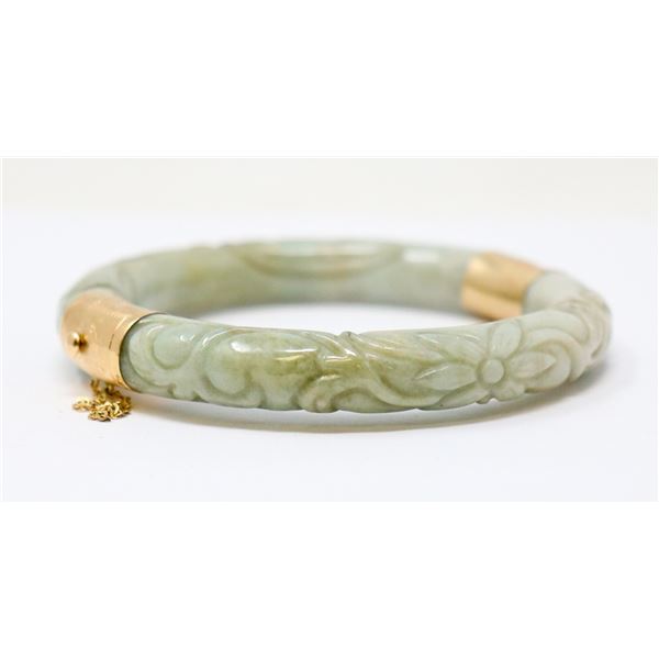14K GOLD JADE BANGLE BRACELET