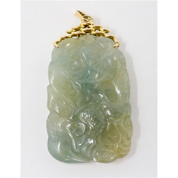 14K GOLD JADE PENDANT