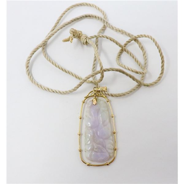 14K GOLD FRAMED JADE PENDANT