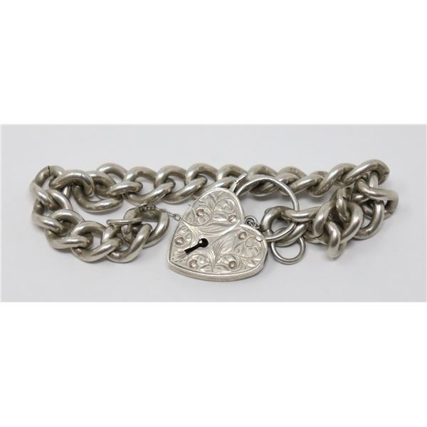 STERLING SILVER BRACELET WITH HEART CHARM