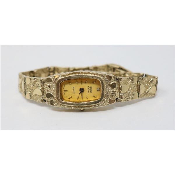 14K GOLD GENEVE QUARTZ LADIES WATCH