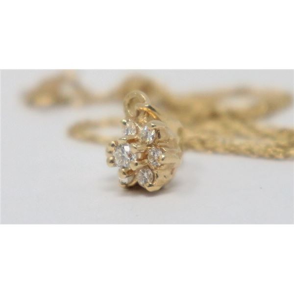 14K GOLD DIAMOND PENDANT AND CHAIN